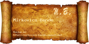 Mirkovics Bende névjegykártya